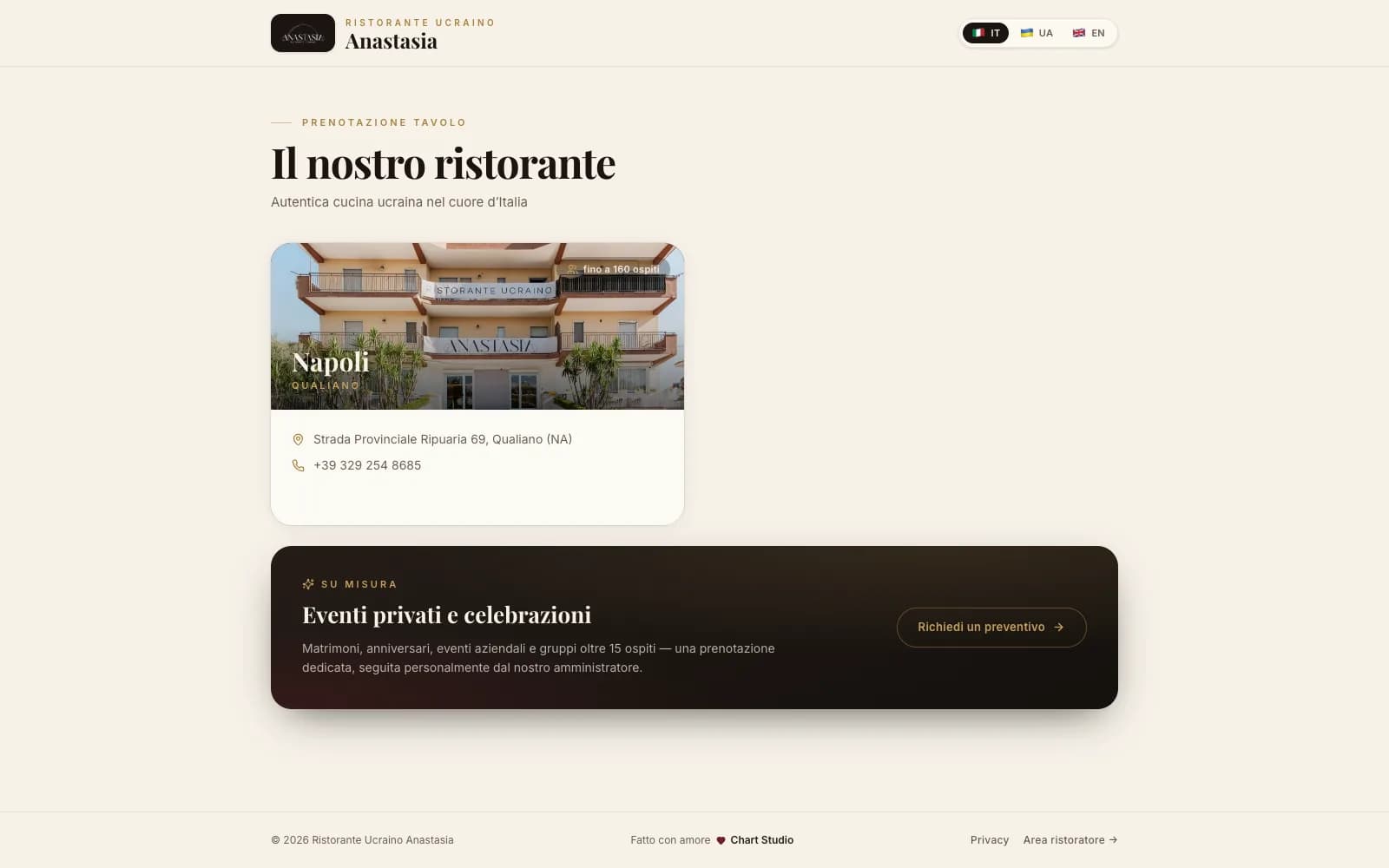 Anastasia · Prenotazioni — Prenotare un tavolo senza telefonare.