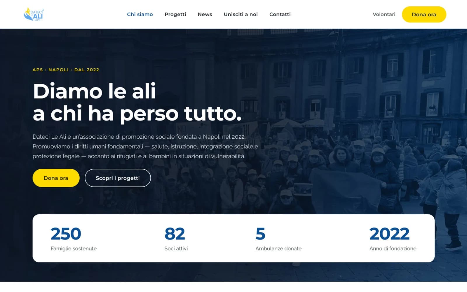 Dateci Le Ali – APS — Il redesign del sito di chi porta ambulanze in Ucraina.